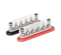 Barra de distribución de energía de barra de bus de 300 A, tira de terminales de cobre de 12 V, tierra negativa positiva para audio de coche, barco, sistema eléctrico rojo y negro (rojo + negro)