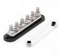Barra de distribución de energía de barra de bus de 300 A, tira de terminales de cobre de 12 V, tierra negativa positiva para audio de coche, barco, sistema eléctrico, rojo y negro (negro)