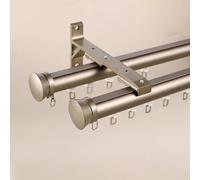 Barra de doble fila color champán - Sistema de riel deslizante montado en la pared de 100-600 cm, rieles de aluminio pesado para silencio, perfecto para 3,7 m / 12.1ft