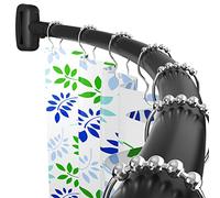 Barra de ducha curvada, barra de cortina de ducha de 45 - 75 pulgadas, acero inoxidable premium, nunca se oxida, ajustable, para baño, negro, necesidad de taladrar