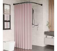 Barra de ducha curvada de acero inoxidable L-Sd, sin taladrar, sin soporte de techo, color negro, tamaño B 70-95 cm x 90-130 cm, ideal para baños de Slish