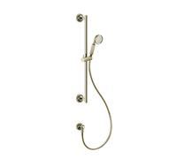 Barra de ducha Gessi Venti20 con codo de conexión a la pared, soporte acodado y soporte de ducha orientable, montaje en pared, 1 chorro, conexión 1/2, 65141710, Color: PVD de latón