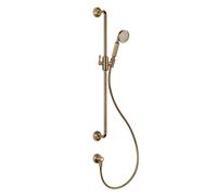 Barra de ducha Gessi Venti20 con curva de conexión a la pared, soporte curvo y soporte de ducha giratorio, montaje en pared, 1 chorro, conexión 1/2, 65142726, Color: Bronce cálido cepillado PVD