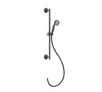 Barra de ducha Gessi Venti20 con soporte acodado, con soporte de ducha orientable, montaje en pared, 1 chorro, conexión 1/2, 65143706, Color: PVD negro metálico