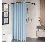 Barra de ducha L-Sd de acero inoxidable, barra de esquina sin taladrar para baño y vestidor, color negro (tamaño B, 70-95 cm x 90-130 cm)