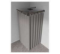 Barra de ducha plegable retráctil montada en la pared, sin taladro, resistente al agua, portátil, para caravana, hotel, hogar, tienda de ropa, gris, diseño de 2 pliegues