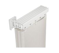 Barra de ducha plegable retráctil, sin taladro, montada en la pared, resistente al agua, portátil, para caravana, hotel, hogar y tienda de ropa, 4 pliegues, diseño blanco