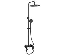 Barra de ducha y bañera monomando redonda negro mate altura ajustable de 90 a 150 cm Jabalón de Valaz