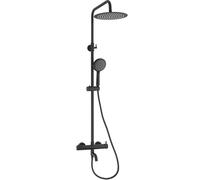 Barra de ducha y bañera monomando redonda negro mate de 90 a 150 cm 20 cm Jabalón de Valaz