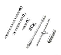 Barra de extensión de llave de vaso de 1/4 de accionamiento, juego de extensor de trinquete chapado en cromo antideslizante para espacios reducidos, paquete de 3 o 4 piezas (3 piezas)