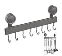 Barra de Ganchos Cocina 40 Cm Autoadhesiva Sin Taladrar, Ventosa, 8 Ganchos | Carga 20 Kg, InstalacióN 1 Min, Colgador Utensilios, Soporte Utensilios, Organizador Cocina, Porta Cucharones Para Pared
