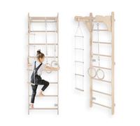 Barra de gimnasia para niños (210 cm), escalera de entrenamiento montada en la pared, escalera de cuerda para niños, parque infantil de madera para casa, anillos de gimnasia, 100% ecológico, fabricado