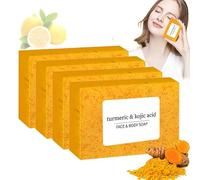 Barra de jabón de ácido de cúrcuma de limón con infusión de vitamina C, cara de cúrcuma, jabón blanqueador, para piel seca y sensible de la cara, el cuerpo y las manos, limpiador de blanqueamiento