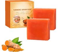 Barra de jabón de cúrcuma, barra de suero de cúrcuma natural, removedor de manchas oscuras, limpieza profunda para mujeres y hombres, extracto de cúrcuma, hidratante e iluminador, jabón de lavado