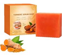 Barra de jabón de cúrcuma, barra de suero de cúrcuma natural, removedor de manchas oscuras, limpieza profunda para mujeres y hombres, extracto de cúrcuma, hidratante e iluminador, jabón exfoliante
