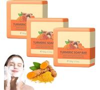 Barra de jabón de cúrcuma para limpiador facial y corporal, jabón de cúrcuma para manchas oscuras, piel suave e hidratante, barra de jabón de cúrcuma para lavado facial (3)