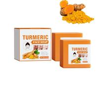 Barra de jabón de cúrcuma para rostro y cuerpo - Iluminador y limpieza con Cúrcuma natural, ayuda a desvanecer cicatrices y manchas, apunta a la hiperpigmentación, calma la piel - Evens Tone (2PCS)