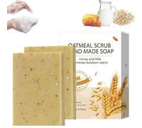 Barra de jabón natural de avena y leche para piel sensible seca, limpiador suave hidratante, jabón orgánico para manos y cara, suaviza y limpia tu piel (2 Pcs)
