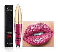 Barra de Labios de Larga duración con Brillo de Diamante de 18 Colores,nacarado con Estrellas Brillantes en 3D,líquido con Textura metálica,Taza no Adhesiva Resistente al Agua de Larga duración (02)