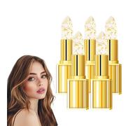 Barra de labios que cambia de color con lámina dorada - Barra de labios que cambia de color con cristales dorados - Bálsamo labial hidratante de transparente a rosa, resistente al agua (5 piezas)
