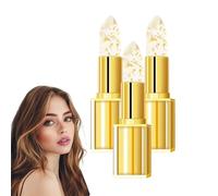 Barra de labios que cambia de color con lámina dorada - Barra de labios que cambia de color con cristales dorados - Bálsamo labial hidratante de transparente a rosa, resistente al agua (3 piezas)