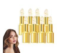 Barra de labios que cambia de color con lámina dorada - Barra de labios que cambia de color con cristales dorados - Bálsamo labial hidratante de transparente a rosa, resistente al agua (8 piezas)