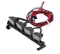 Barra de luces de 4 LED para techo, lámpara para coche RC Axial SCX10 Traxxas -4, conjunto de luces LED brillantes con pantalla protectora, accesorio de iluminación off-road rea (2 rojas 2 blancas)