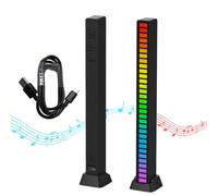 Barra de Luz de ritmo Musical, Luces LED RGB Multicolor, Lámpara de Ambiente Musical, Tira de 32 Luces LED con 18 modos de color, Para Habitación Gaming, PC, TV, Coche