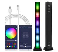 Barra de luz inteligente RGB, luz LED activada por voz, barra de luz de sincronización de música RGB, actualizada 40 bits de colores con control de aplicación, para juegos, TV, fiesta y más. Negro