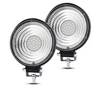 Barra de Luz LED de Trabajo, 84W 8000LM Redonda Off-Road Luces de Conducción IP68 Impermeable Spot Inundación Combinación Faros Delanteros para Tractor, Camioneta, ATV, Barco, SUV, 2 Pcs(Blanco)