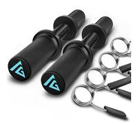 Barra de mancuernas de 16 pulgadas, mango olímpico para discos de peso olímpicos de 2 pulgadas, mancuernas cargables para entrenamiento de fuerza en el gimnasio en casa, 2 pares de collares de resorte