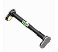 Barra de metal ajustable para armario de 1,3 a 2,5 m, para cortina extensible negra y barra de ducha con nivel de burbuja, sin taladro, gancho retráctil para una fácil colocación