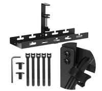 Barra de organización de Cables Maclean MC-105 B bajo Escritorio 40 cm Negro fijación por Abrazadera Carga 5 kg Soporte multienchufe Resistente Acero ABS con Cierres de Velcro y Kit de Montaje