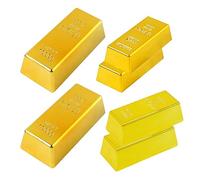 Barra de oro Barras de oro Lingotes de oro Lingotes de oro 6 piezas Barras de oro falsas de 3 tamaños Letras antideslizantes Impresión Prop Dinero Plástico Impermeable Pepitas(6.5/4.4/2.35in)