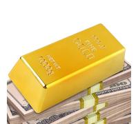 Barra de oro falsa - Pequeño ladrillo dorado, lingotes de decoración realista | Pieza de exhibición brillante y novedosa para manualidades, cosplay, fotografía, cine, fiesta, broma, enseñanza, colecci