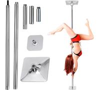 Barra de pole dance para el hogar, tubo de extensión de barra de baile, barra dea apartamento, gimnasio, club, barra de baile giratoria de 45 mm, plateada, 2,3 m x 2,7 m / 7,3 pies x 9 pies.