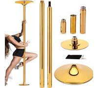Barra de pole dance profesional, barra de pole dance desmontable para fitness, b profesional, barra de pole dance desmontable para fitness, barra de baile estática, altura ajustable (dorada)