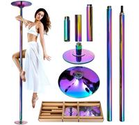 Barra de pole dance profesional de altura ajustable 223-280 cm, estática y giratoria con extensión de acero cromado, carga de 200 kg, fácil de montar para pole dance, gimnasia y fitness en interiores