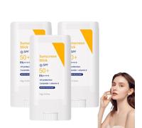 Barra de protector solar facial SPF 50+, barra invisible para rostro y cuerpo, resistente al agua, bloqueador solar de uso diario, crema solar hidratante con SPF (3 piezas)