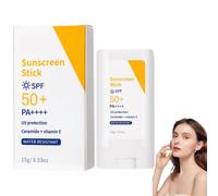 Barra de protector solar facial SPF 50+, barra invisible para rostro y cuerpo, resistente al agua, bloqueador solar de uso diario, crema solar hidratante con SPF (1 piezas)
