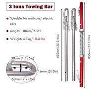 Barra de Remolque Resistente para emergencias de vehículos, Capacidad de 3 a 50 toneladas con Resorte Amortiguador, Barra de Remolque Duradera para Asistencia en Caso de avería, Ideal para a