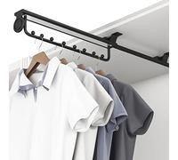 Barra de ropa extraíble, negra, 25-44 cm, barra telescópica metálica for armario, percha extraíble for pantalones, ajustable, ahorra espacio, carga 25 kg (tamaño: 25 cm/9,8 pulgadas)(25cm/9.8inch)
