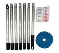 Barra de secado de ropa de acero inoxidable, fuerte capacidad de carga, telescópica, barra de cortina de ducha desmontable para secar al aire libre, lavandería, soporte de jardín