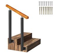 Barra de seguridad ajustable de 2 escalones para exteriores para escaleras, de hierro forjado, para montaje lateral, se adapta a 2-3 escalones de 47 pulgadas de altura, diseño de transición para un