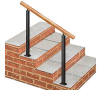 Barra de seguridad ajustable de madera para escaleras y planos con doble poste de hierro, perfecta para 1 4 escalones (altura: 95 cm y 120 cm)