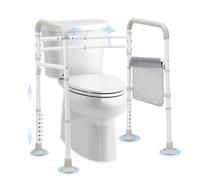 Barra de seguridad para inodoro independiente, marco de seguridad ajustable desmontable para ancianos, asas de inodoro resistentes para ancianos y discapacitados, asas de asiento de inodoro con bolsa