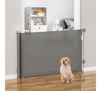 Barra de seguridad retráctil para mascotas, para mascotas de 140 cm, barra para escaleras de 86 cm de , operación con , silenciosa, adecuada para escaleras, puertas y pasillos