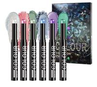 Barra de Sombras de Ojos - 6 Piezas Sombra de Ojos Brillante con Efecto Shimmer y A Prueba de Agua,Maquillaje de con Brillo Iluminador,para Mujer, Rutina Diaria, Viaje, Navidad, Regalo