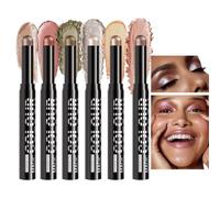 Barra De Sombras De Ojos Cremosa | Lápiz Iluminador 6X Para Ojos,Crayón Maquillaje Mate Y Brillos De Larga Duración, Base Para Párpados Con Efecto Intenso Diario Y Fiestas