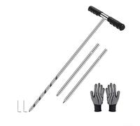 Barra de sonda de suelo de acero inoxidable | Herramienta de muestreo de suelo sólido ajustable de 17-32-48 pulgadas de longitud con mango en T para localizar tanque séptico | Mantenimiento de patio y